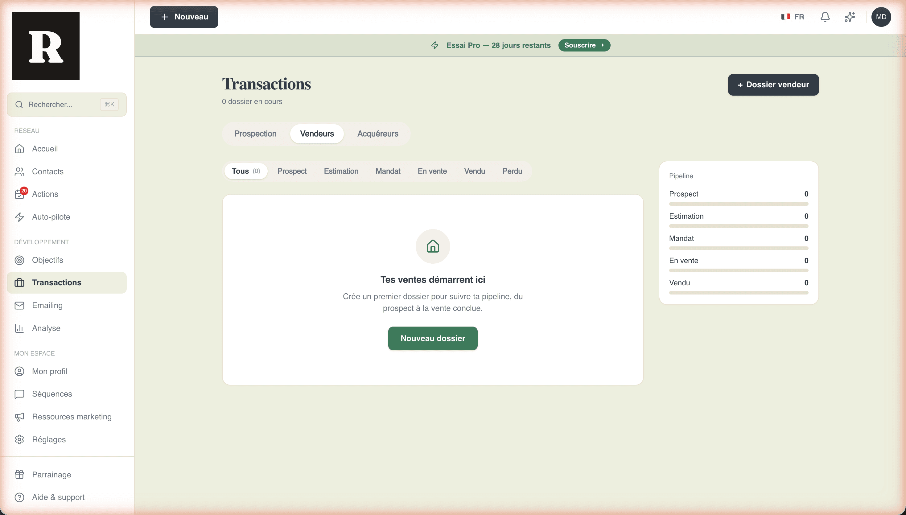 Vista compradores Referys versión escritorio, perfiles puntuados, emparejamiento automático con mandatos vendedores