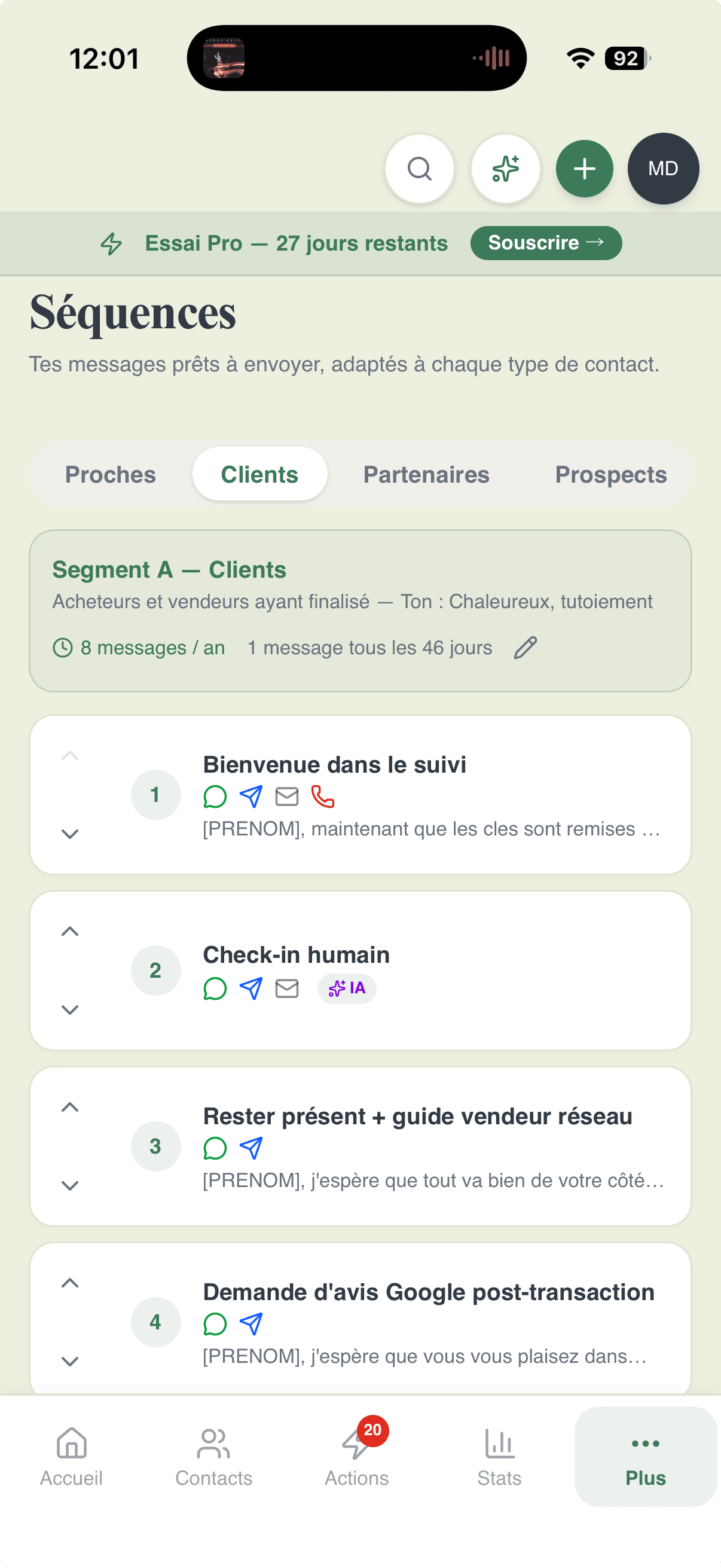 Séquences de messages Referys, 8 messages par an, adaptés à chaque segment